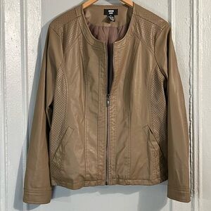 Vintage Taupe Faux Leather Jacket with Lining